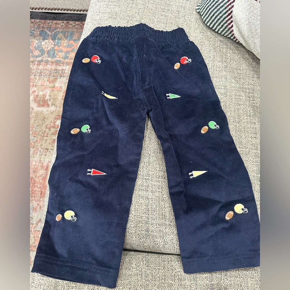 Beaufort Bonnet Company Navy Corduroy Pants with Sports Embroidery